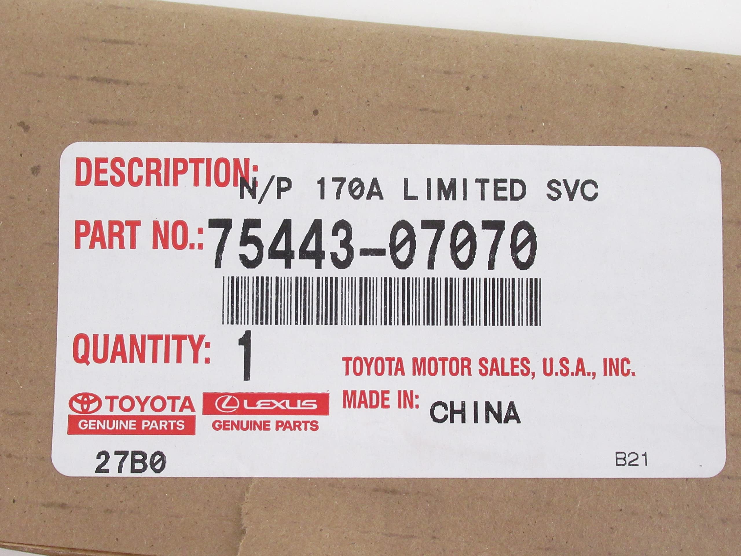 Amazon.com: TOYOTA 75443-07070 Door Plate : Automotive